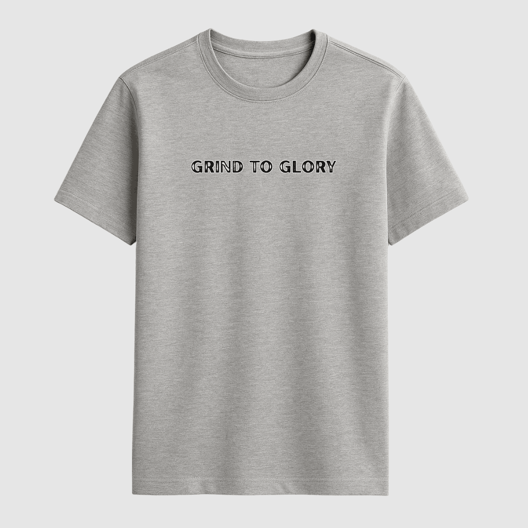Grind to Glory motivational half sleeve T-shirt in melange grey by Words Armor