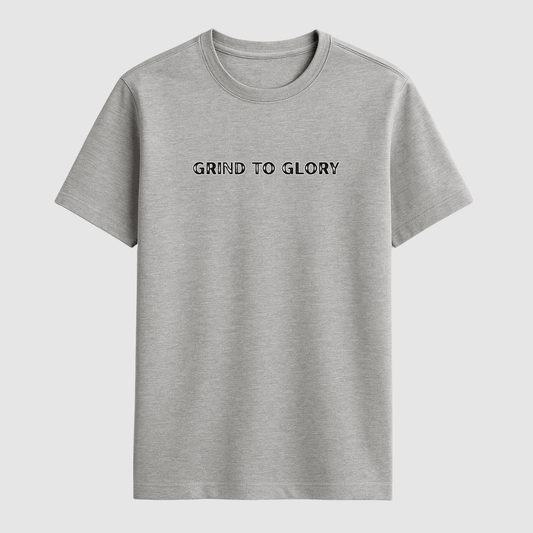 Grind to Glory motivational half sleeve T-shirt in melange grey by Words Armor