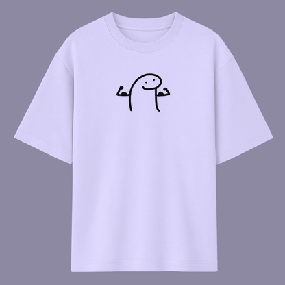 Lavender gym meme t-shirt with a black cartoon character on a gray background wordsarmor
