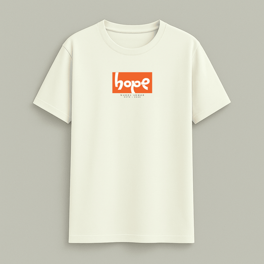 Words Armor Hope Half Sleeve T-Shirt in white and off white for men and women