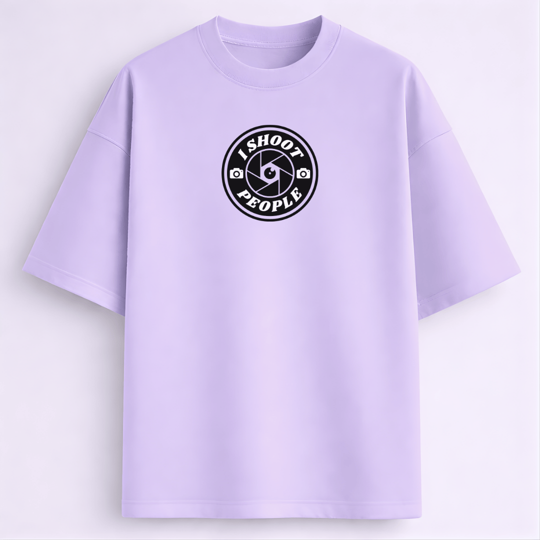 I Shoot People photographer meme oversized drop shoulder T-shirt lavender 260 GSM Words Armor
