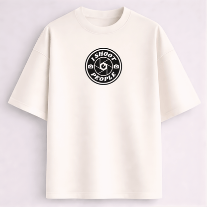 I Shoot People photographer meme oversized drop shoulder T-shirt off white 260 GSM Words Armor