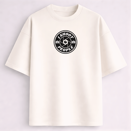 I Shoot People photographer meme oversized drop shoulder T-shirt off white 260 GSM Words Armor