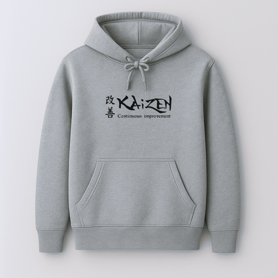 Kaizen Philosophy Hoodie Melange Grey – Words Armor