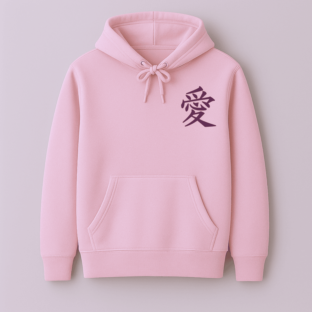Kanji Love Symbol Hoodie Baby Pink – Words Armor