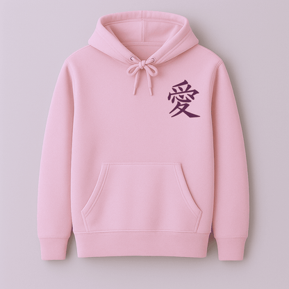 Kanji Love Symbol Hoodie Baby Pink – Words Armor