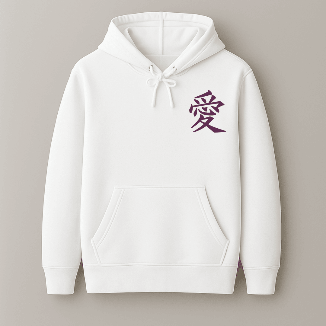 Kanji Love Symbol Hoodie White – Words Armor