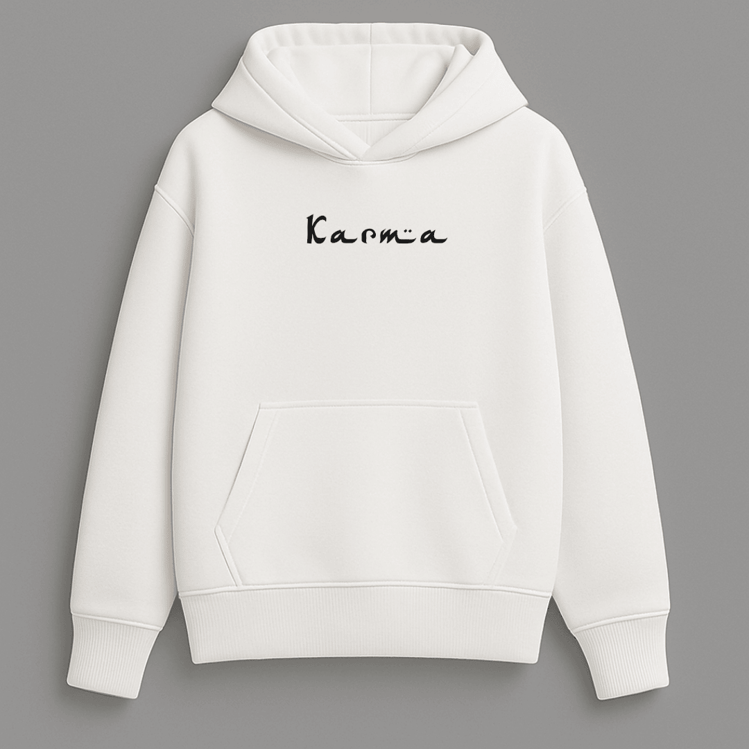 Karma Oversized Hoodie Solid Plain for Men & Women White – Words Armor