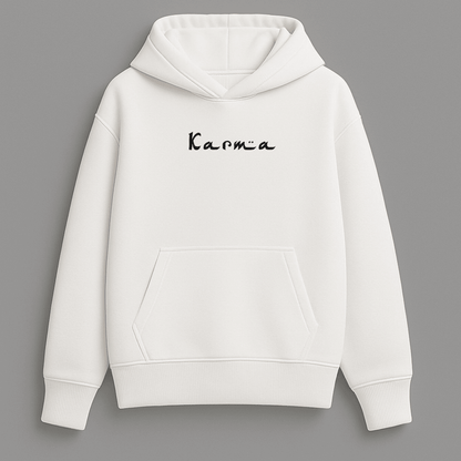 Karma Oversized Hoodie Solid Plain for Men & Women White – Words Armor
