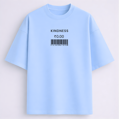 Kindness printed oversized drop shoulder T-shirt baby blue colour for men and women Words Armor