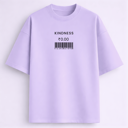 Kindness printed oversized drop shoulder T-shirt lavender colour for men and women Words Armor