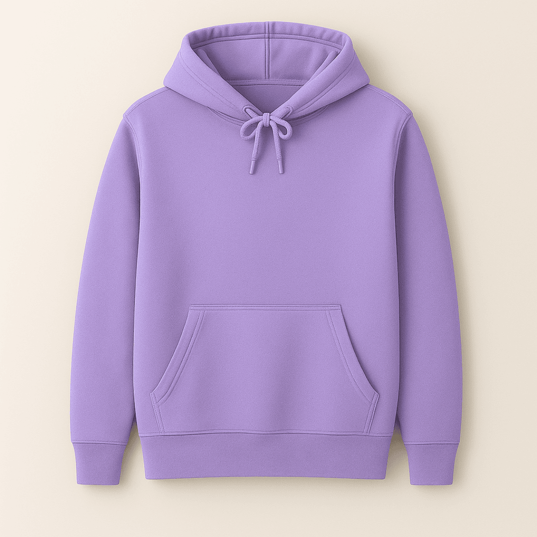 Lavender solid plain hoodie for men and women – warm insulated cotton winter wear, soft and cozy texture