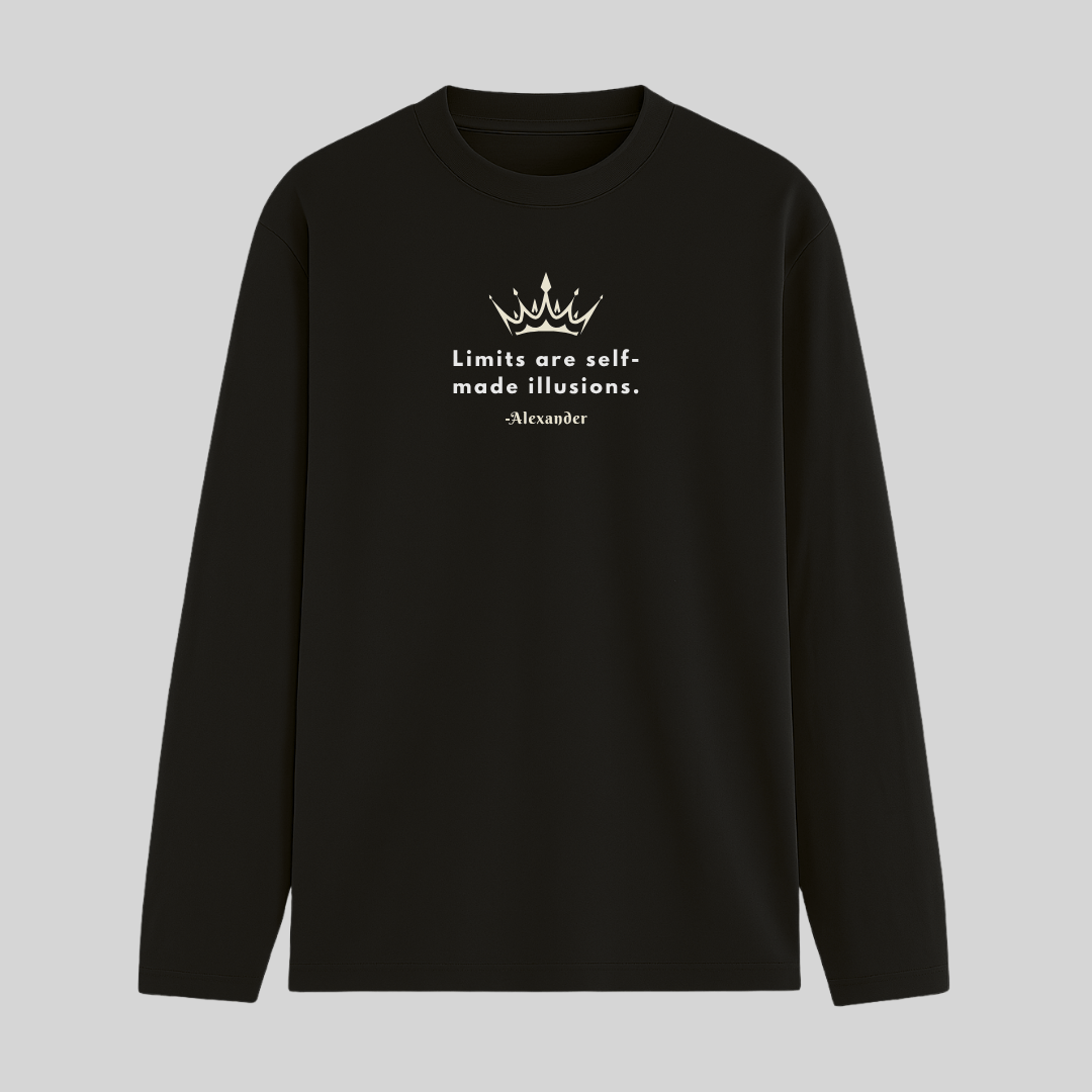Limits are self-made illusions quote full sleeve t-shirt in black – Words Armor