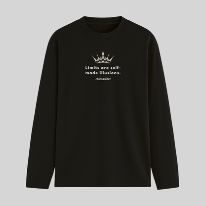 Limits are self-made illusions quote full sleeve t-shirt in black – Words Armor