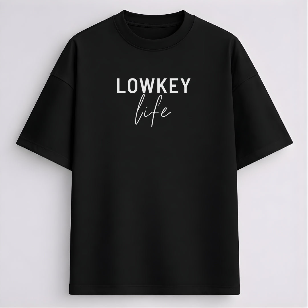Words Armor Lowkey Life graphic oversized t-shirt for men and women available in black navy maroon purple and olive green