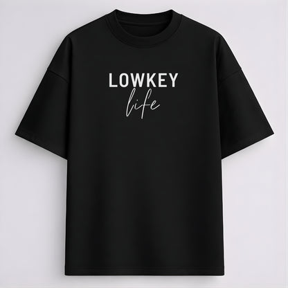 Words Armor Lowkey Life graphic oversized t-shirt for men and women available in black navy maroon purple and olive green
