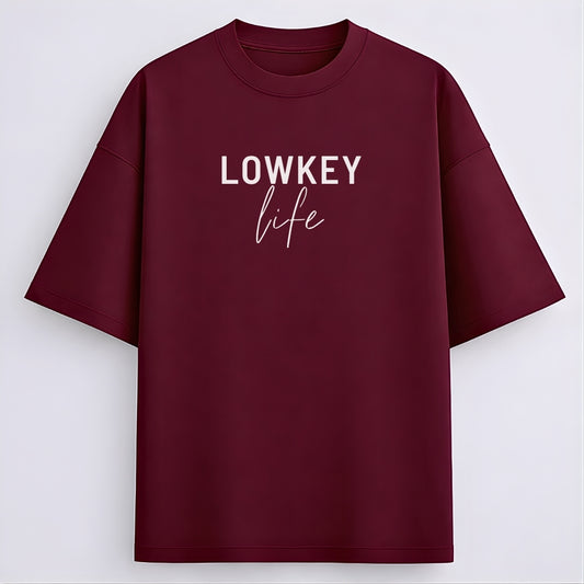 Words Armor Lowkey Life graphic oversized t-shirt for men and women available in black navy maroon purple and olive green