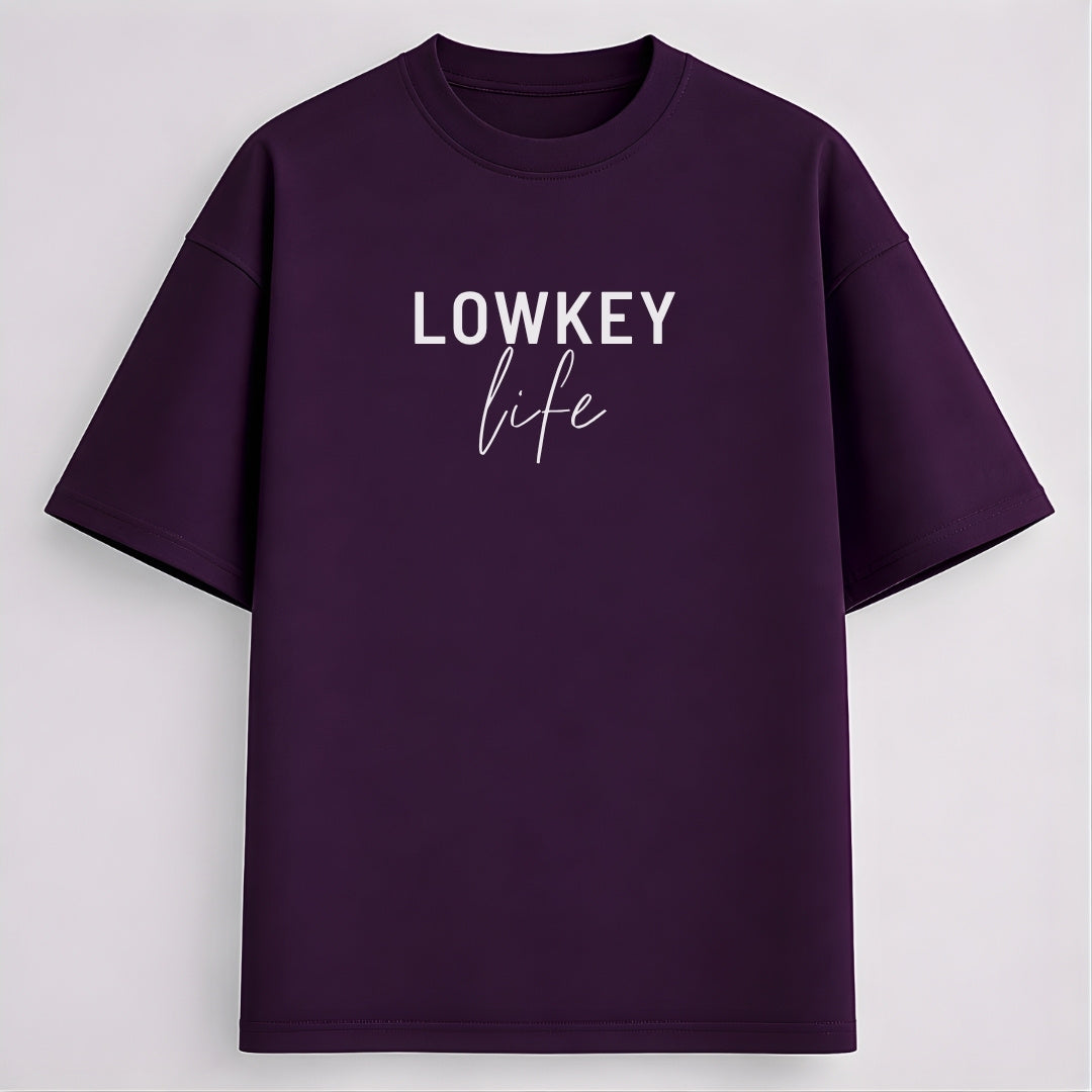 Words Armor Lowkey Life graphic oversized t-shirt for men and women available in black navy maroon purple and olive green