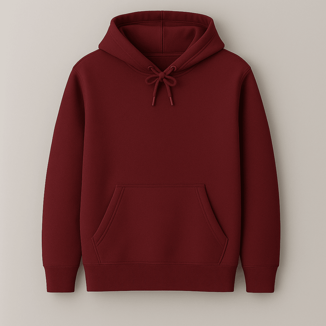 Maroon solid plain warm cozy hoodie by Words Armor