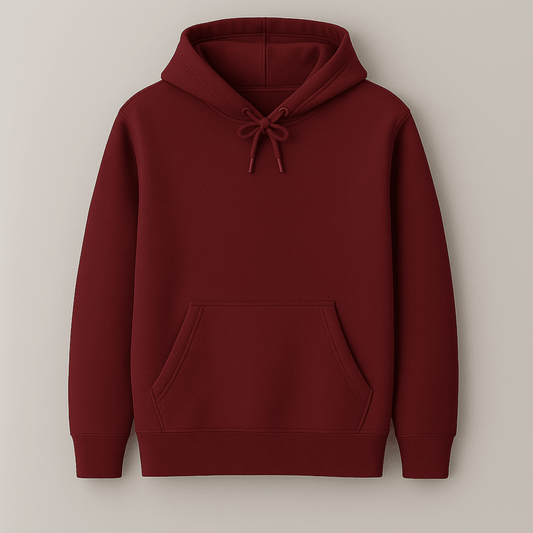 Maroon solid plain warm cozy hoodie by Words Armor