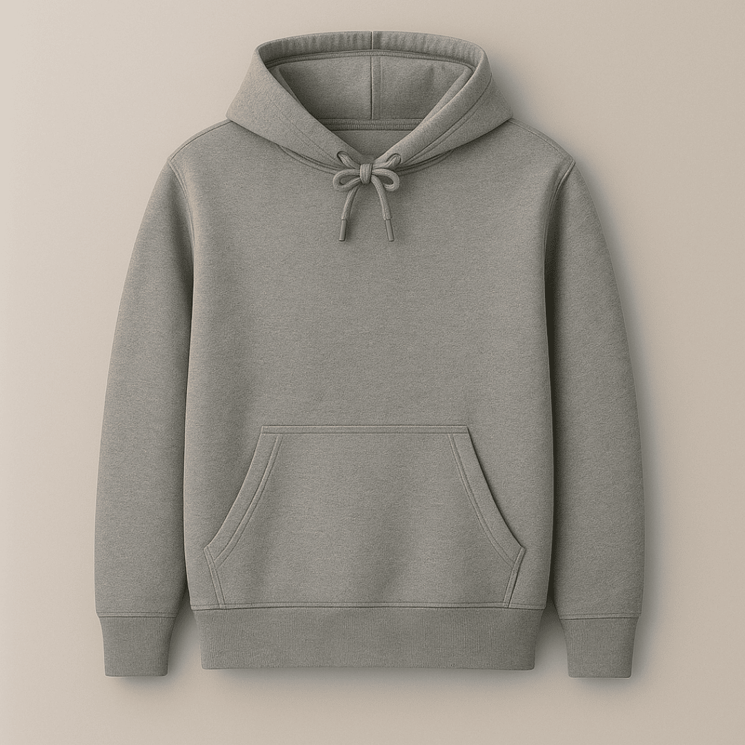 Melange grey solid plain hoodie for men and women – cozy insulated cotton winter wear, soft and warm texture