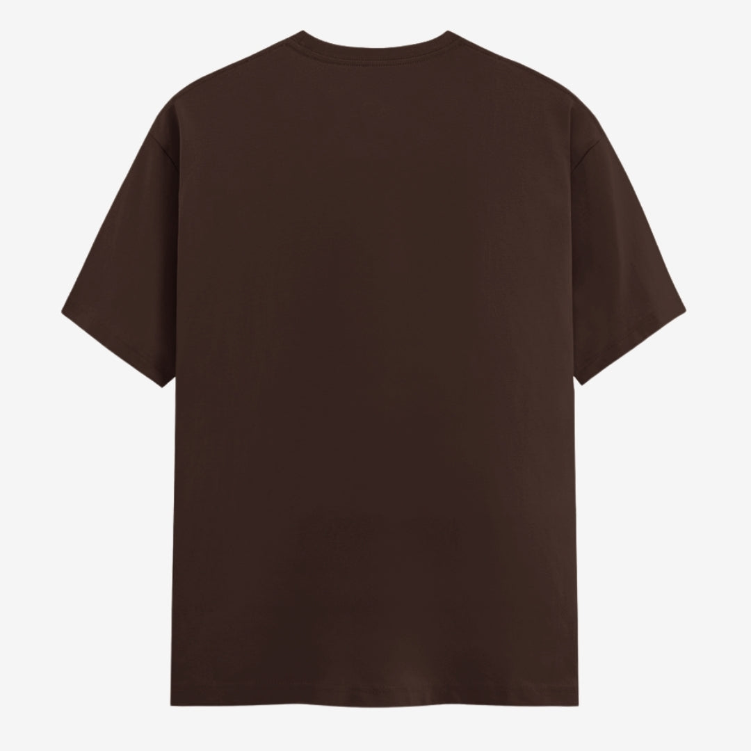 Words Armor Money Follows My Brother meme t-shirt in Coffee Brown, back view