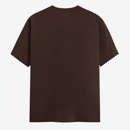 Words Armor Money Follows My Brother meme t-shirt in Coffee Brown, back view