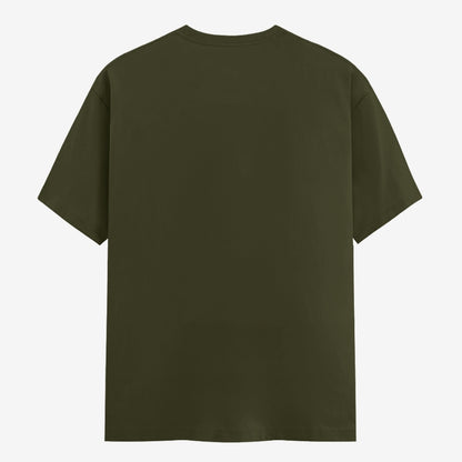 Words Armor Money Follows My Brother meme t-shirt in Olive Green, back view