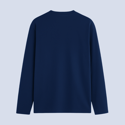 Navy Solid Full Sleeve T-Shirt Back View - Words Armor