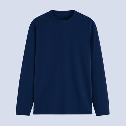 Navy Solid Full Sleeve T-Shirt Front View - Words Armor