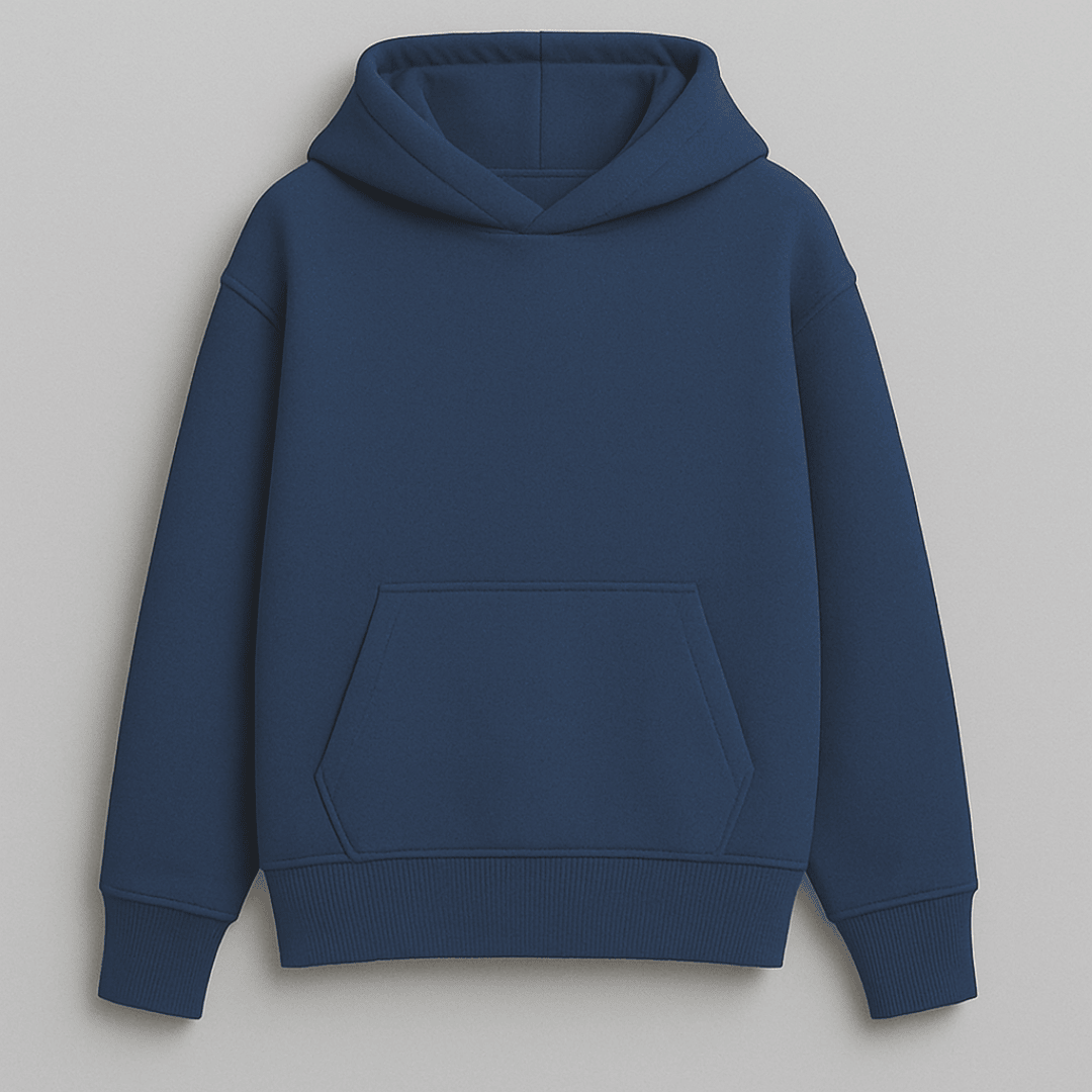 solid plain navy oversized hoodie front and back view for men and women by Words Armor