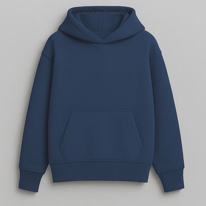 solid plain navy oversized hoodie front and back view for men and women by Words Armor