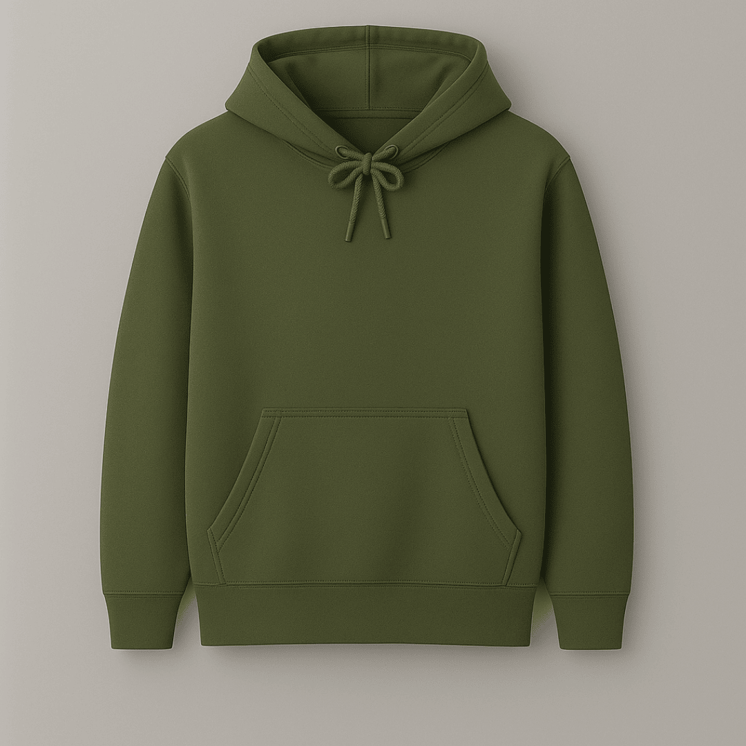 Olive solid plain hoodie for men and women – warm insulated winter wear, soft and cozy cotton