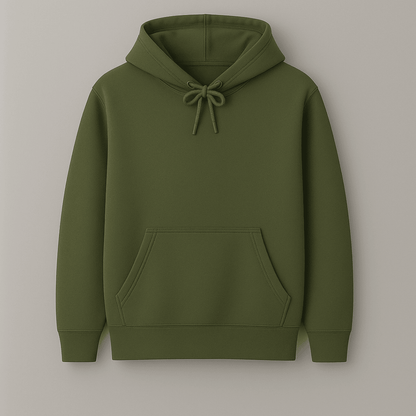 Olive solid plain hoodie for men and women – warm insulated winter wear, soft and cozy cotton
