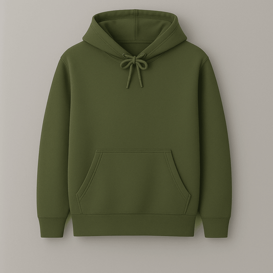 Olive solid plain hoodie for men and women – warm insulated winter wear, soft and cozy cotton