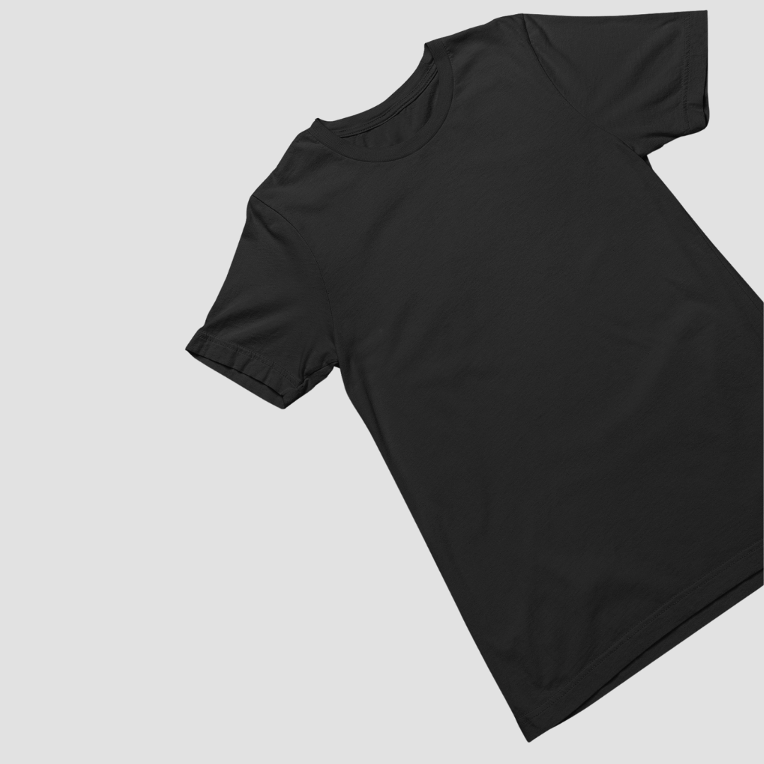 Front view of plain black oversized unisex T-shirt – Words Armor