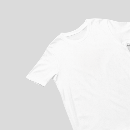 Front view of plain white oversized unisex T-shirt – Words Armor minimal premium cotton tee