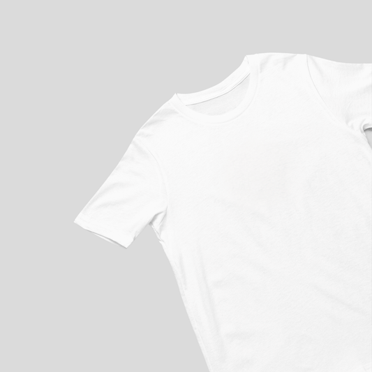 Front view of plain white oversized unisex T-shirt – Words Armor minimal premium cotton tee