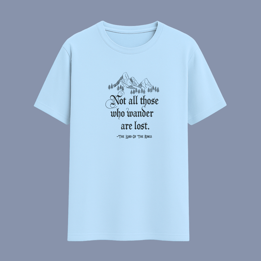 Quote Classic T-Shirt in baby blue with “Not all those who wander are lost – Lord of the Rings” by Words Armor