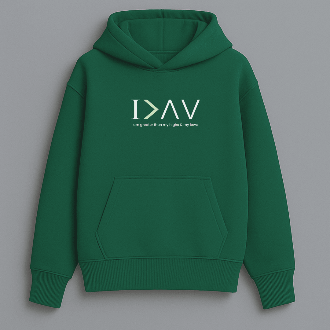 Bottle green quote oversized hoodie front and back graphic printed premium fleece Words Armor
