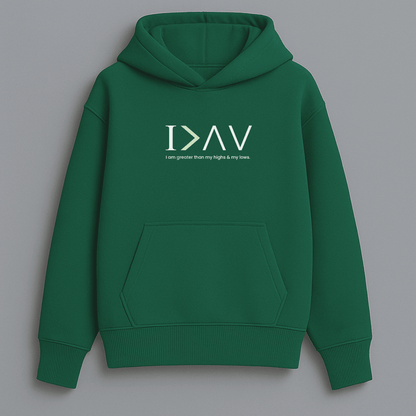 Bottle green quote oversized hoodie front and back graphic printed premium fleece Words Armor