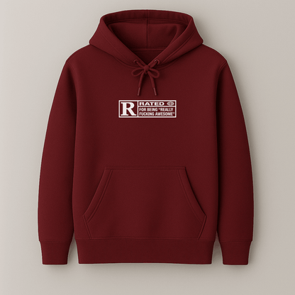 R Rated Awesome graphic hoodie multiple colours black navy bottle green maroon olive premium fleece Words Armor