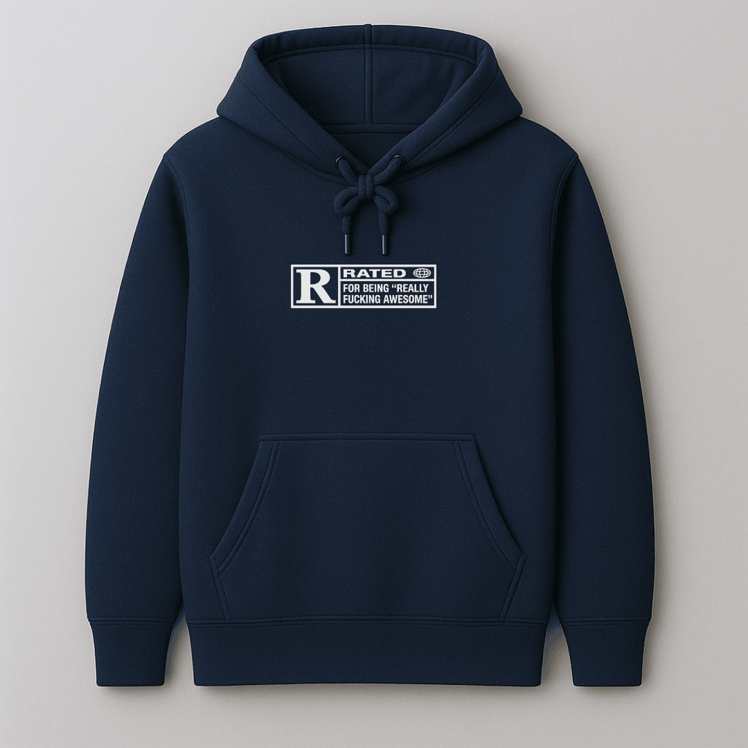 R Rated Awesome graphic hoodie multiple colours black navy bottle green maroon olive premium fleece Words Armor