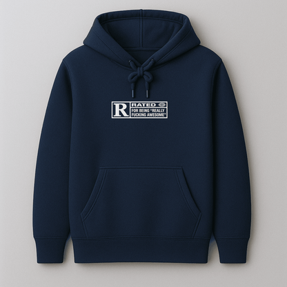 R Rated Awesome graphic hoodie multiple colours black navy bottle green maroon olive premium fleece Words Armor