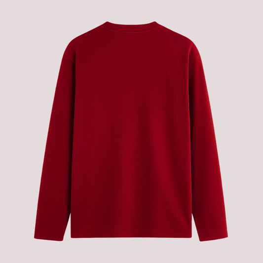 Red Solid Full Sleeve T-Shirt Back View - Words Armor