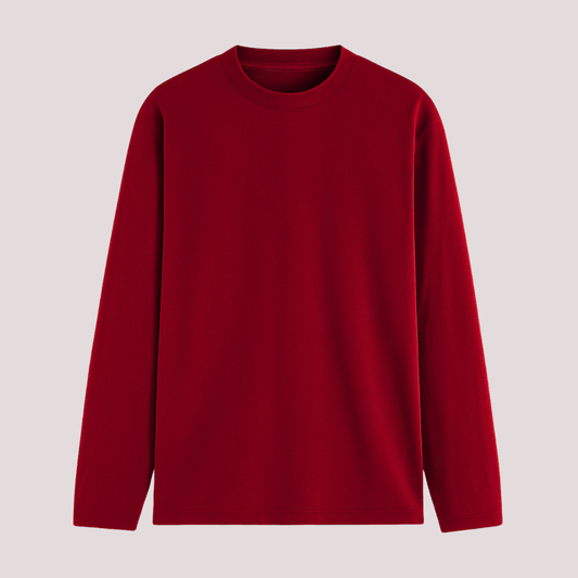 Red Solid Full Sleeve T-Shirt Front View - Words Armor
