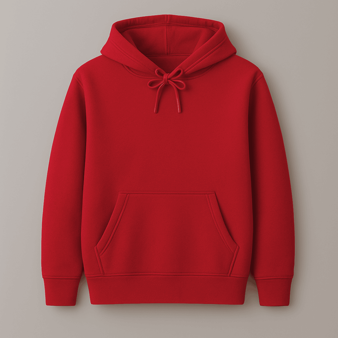 Red solid plain warm cozy hoodie durable stitches by Words Armor