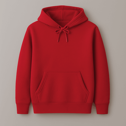 Red solid plain warm cozy hoodie durable stitches by Words Armor