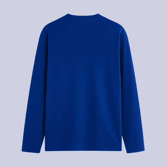 Royal Blue Solid Full Sleeve T-Shirt Back View - Words Armor
