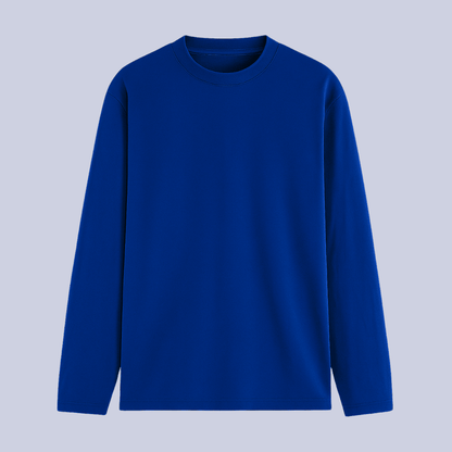 Royal Blue Solid Full Sleeve T-Shirt Front View - Words Armor